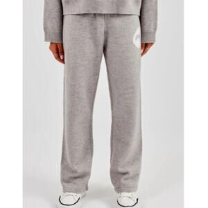 Cernucci Women's Gray Fluffy Intarsia C Wide Leg Jogger Size M